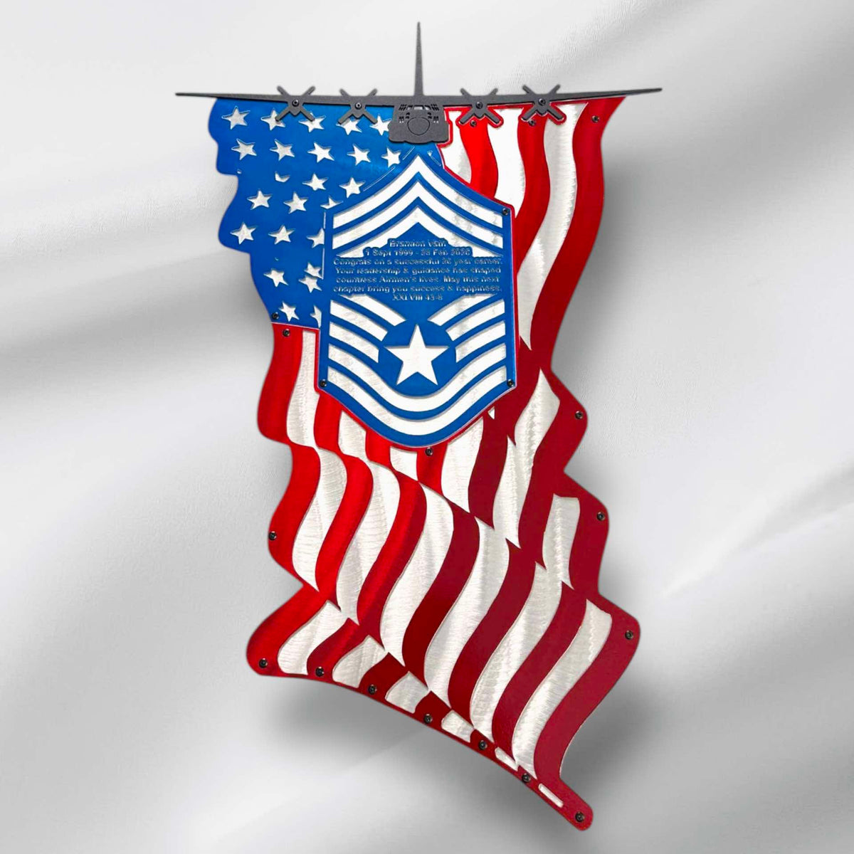 Draped US Flag Trailing Aircraft