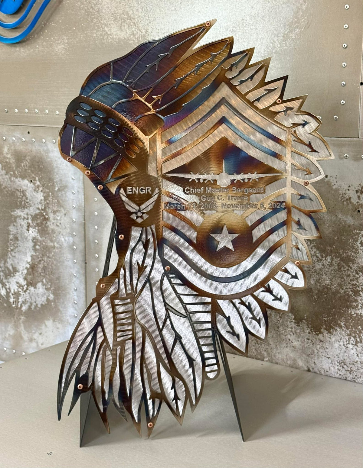 21" Non-Custom Chief Master Sergeant Headdress with Metal Rank Stand