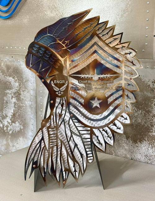 21" Custom Chief Master Sergeant Headdress with Metal Rank Stand