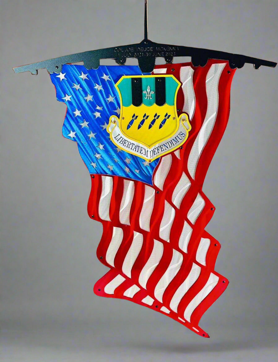 Draped US Flag Trailing Aircraft