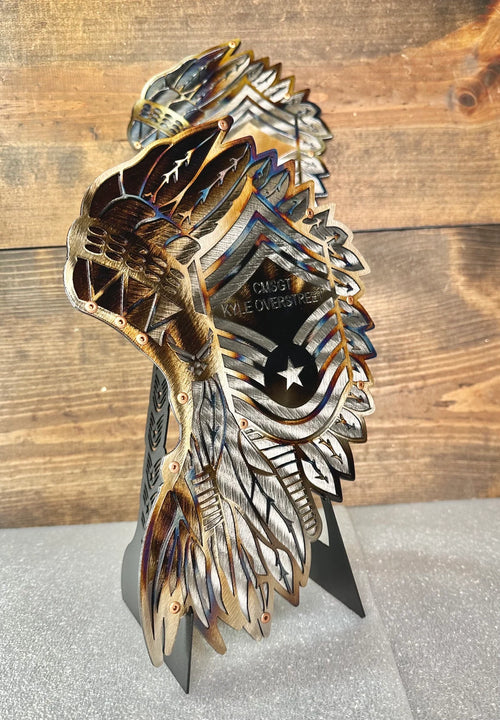 12" Chief Master Sergeant Headdress with Metal Rank Stand and Name/Line Number