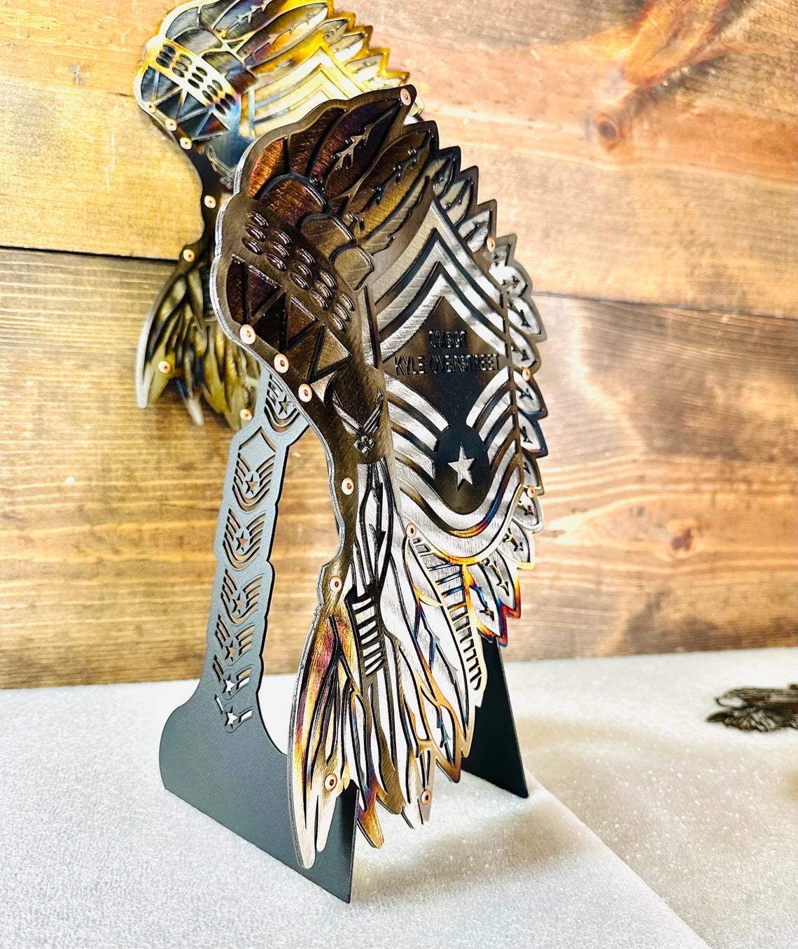 12" Non-Custom Chief Master Sergeant Headdress with Metal Rank Stand