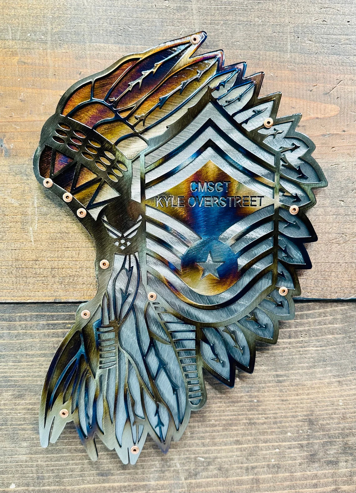 12" Non-Custom Chief Master Sergeant Headdress with Metal Rank Stand